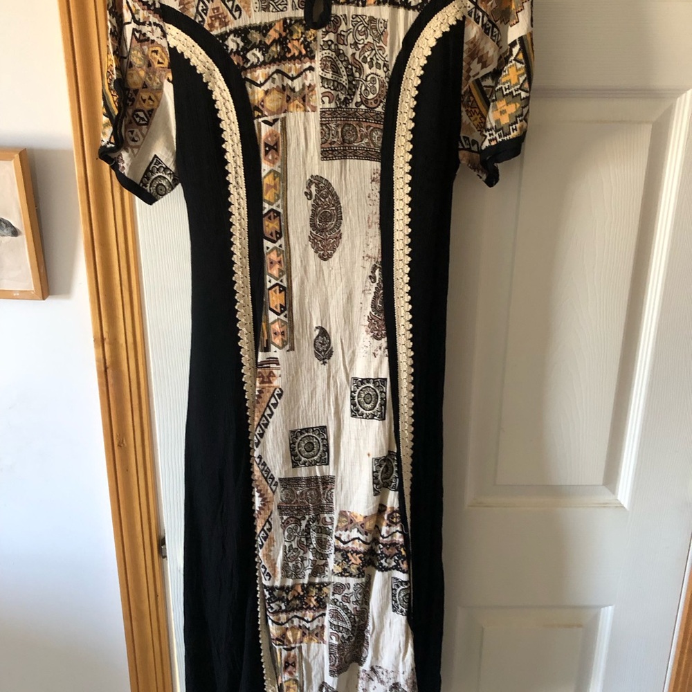 Boho Black and Cream Printed Women’s Dressboho tribal inspo dress